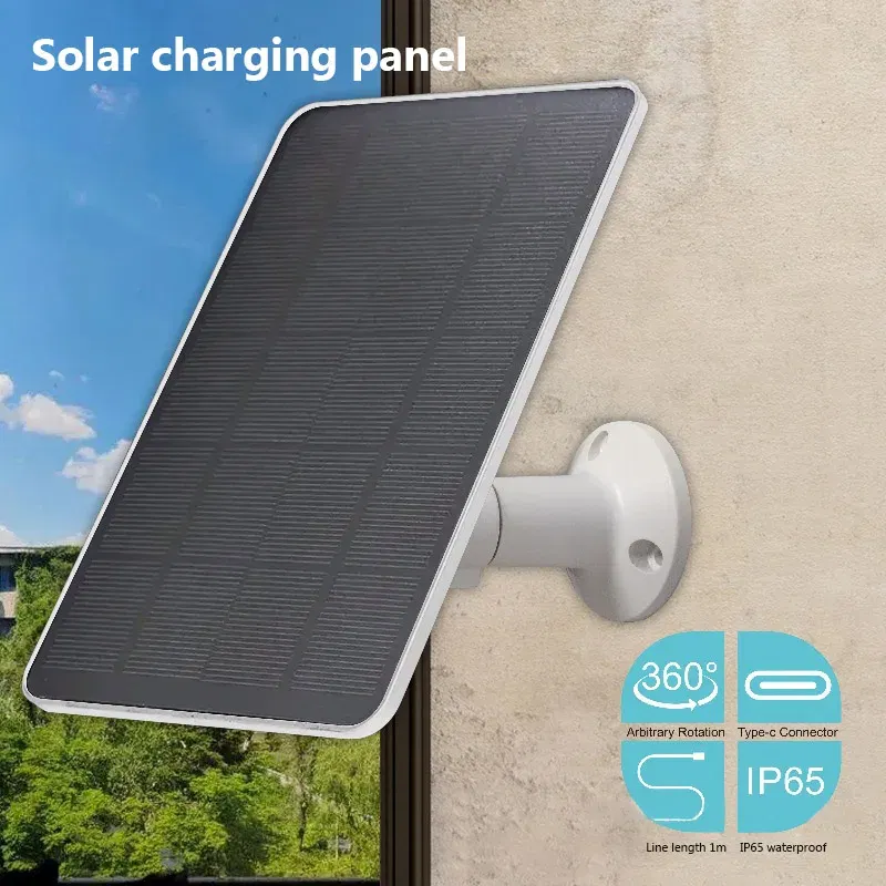 Panel Solar 10W 5V salida tipo C de carga para timbre cámara de vigilancia power bank Exterior IP65 3 Panel Solar 10W 5V salida tipo C de carga para timbre cámara de vigilancia power bank Exterior IP65 - Imagen 3